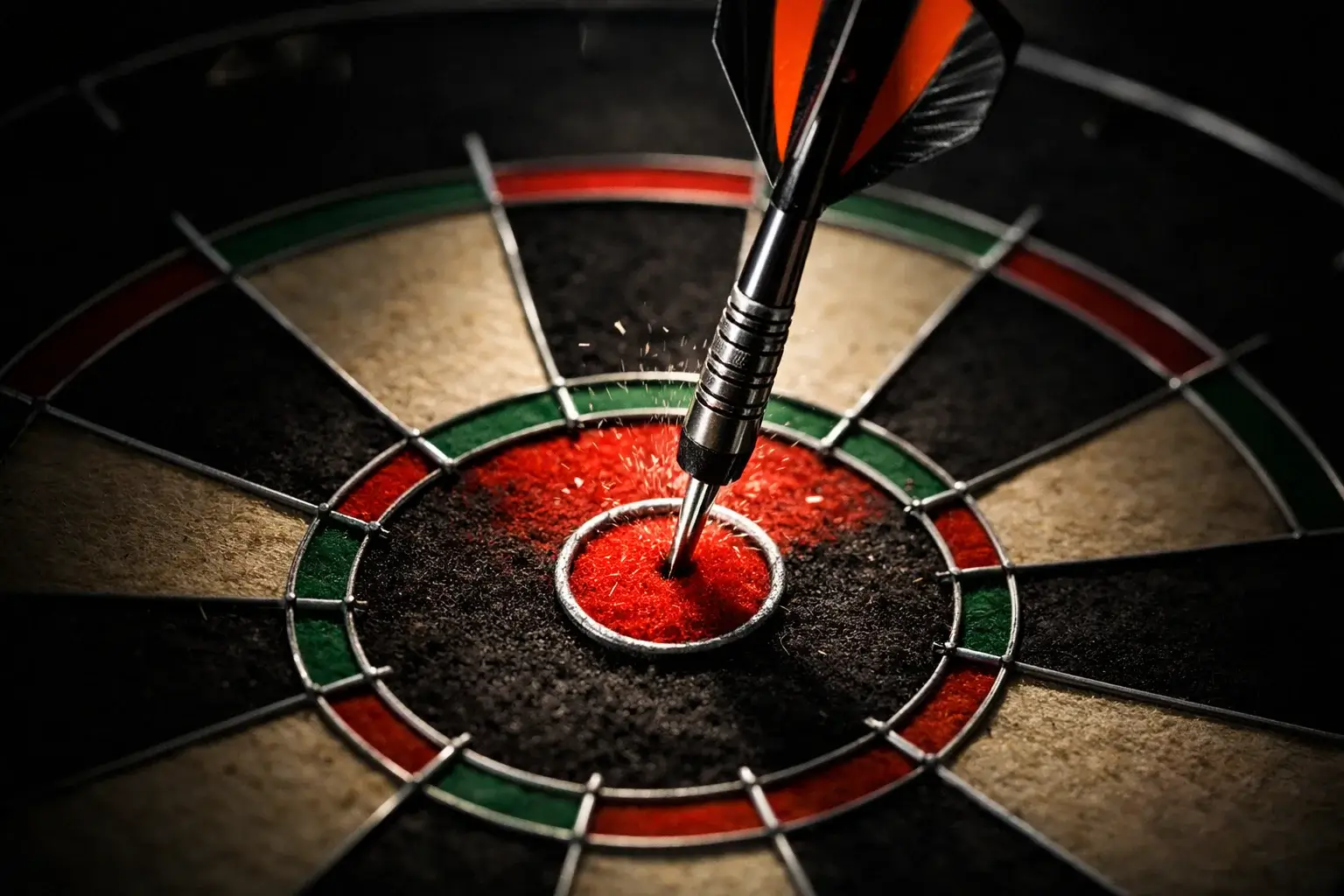 Dartpijl in de bullseye voor een perfecte 170 checkout finish