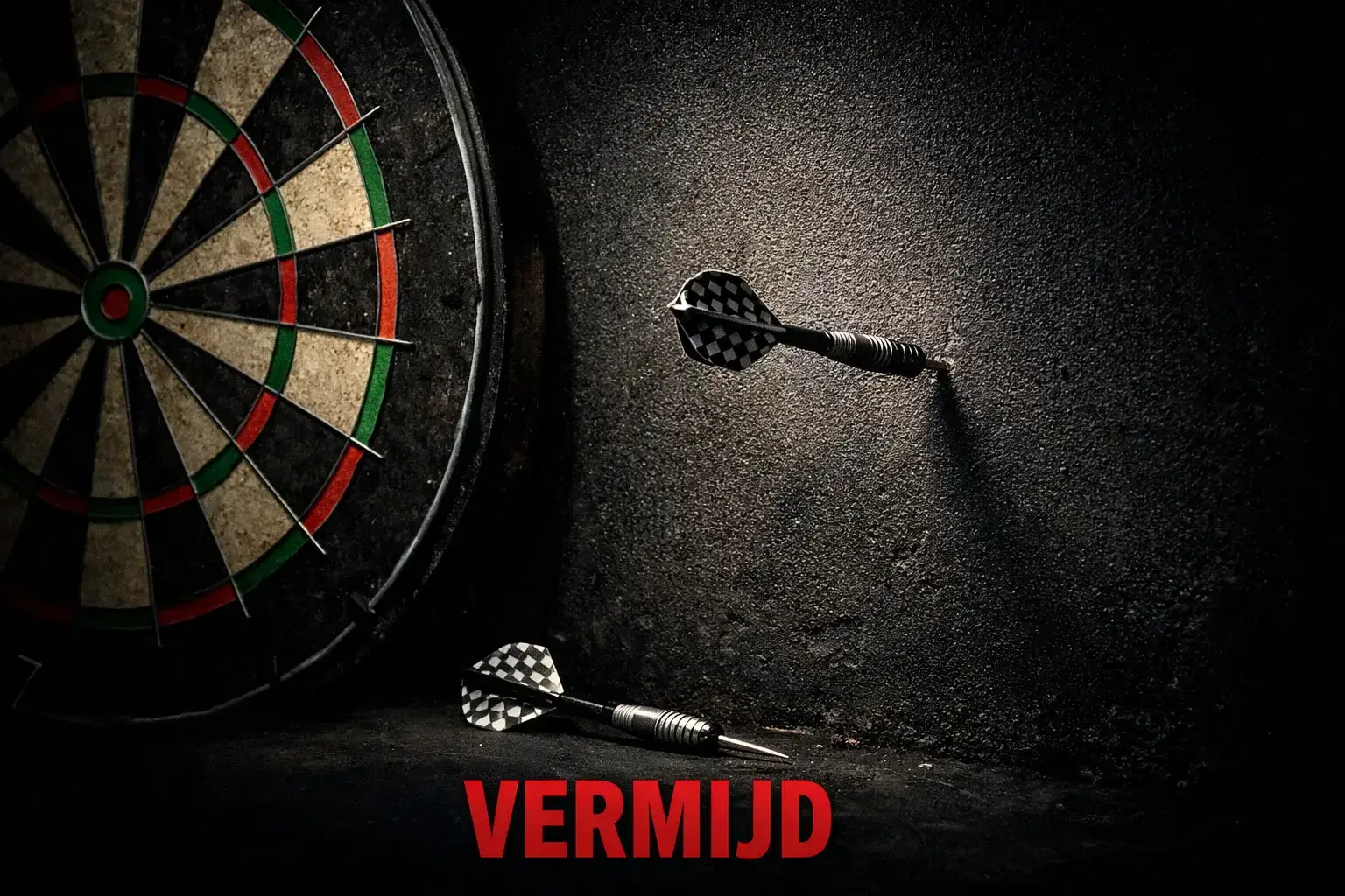 Dartpijl die net het bord mist als symbool voor wedfouten